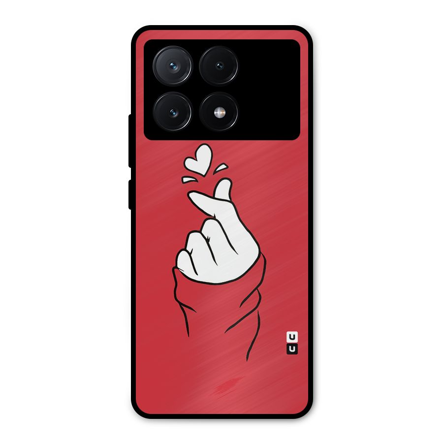 Korean Love Sign Metal Back Case for Poco X6 Pro