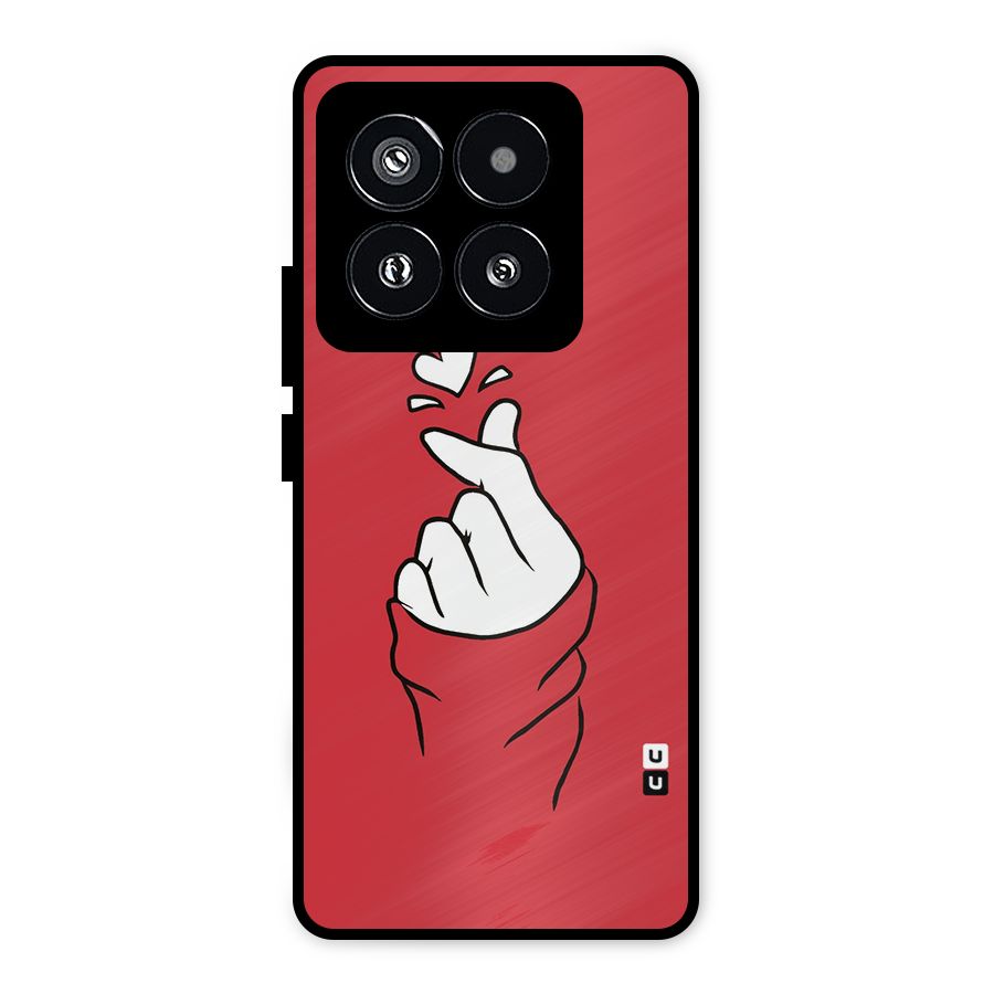 Korean Love Sign Metal Back Case for Xiaomi 14 Pro