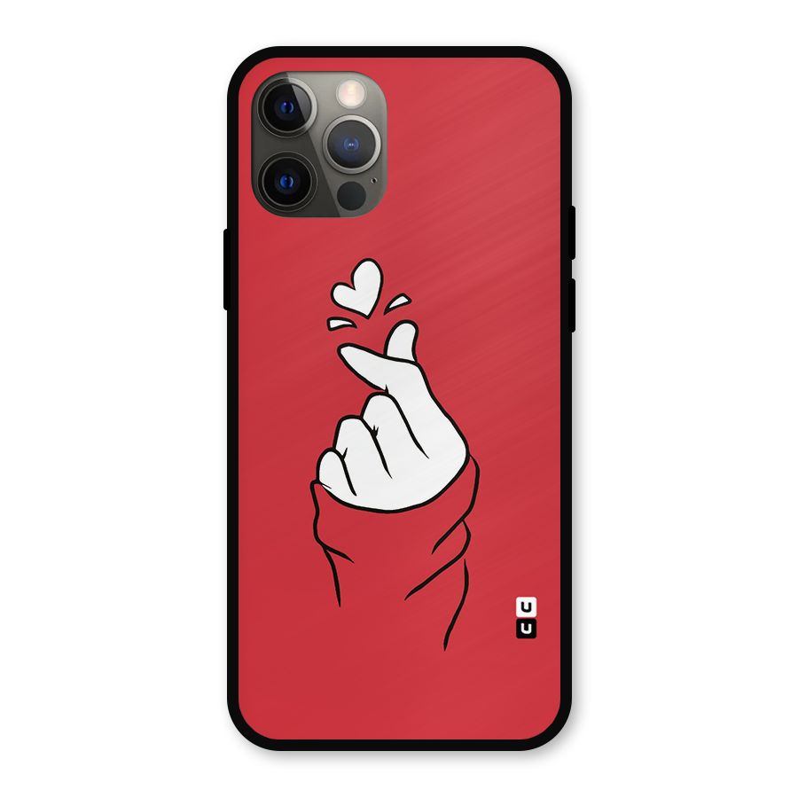 Korean Love Sign Metal Back Case for iPhone 12 Pro