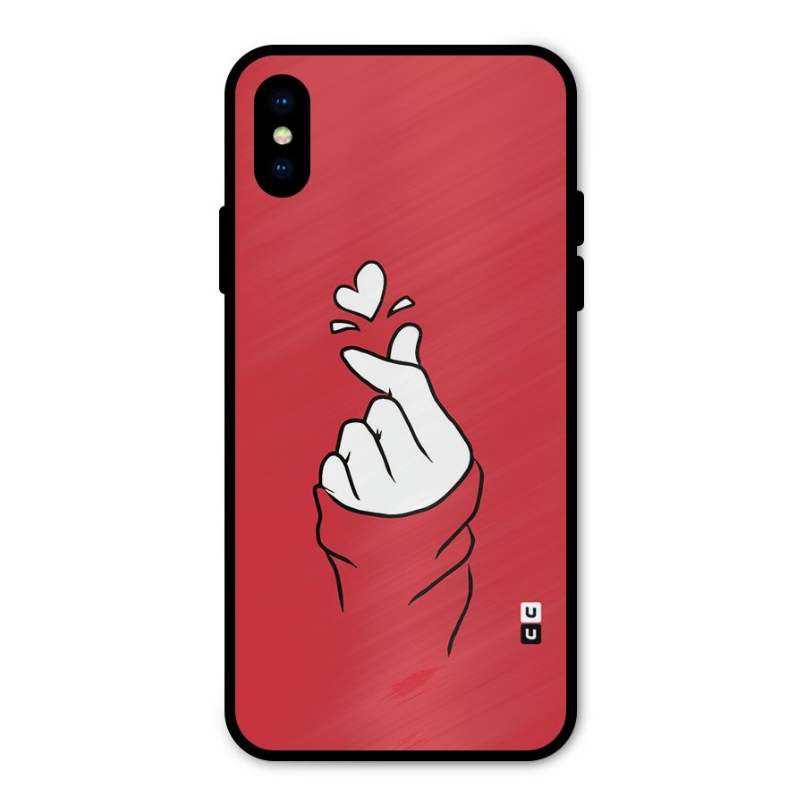 Korean Love Sign Metal Back Case for iPhone XS