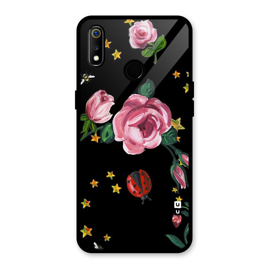 Ladybird And Floral Glass Back Case for Realme 3