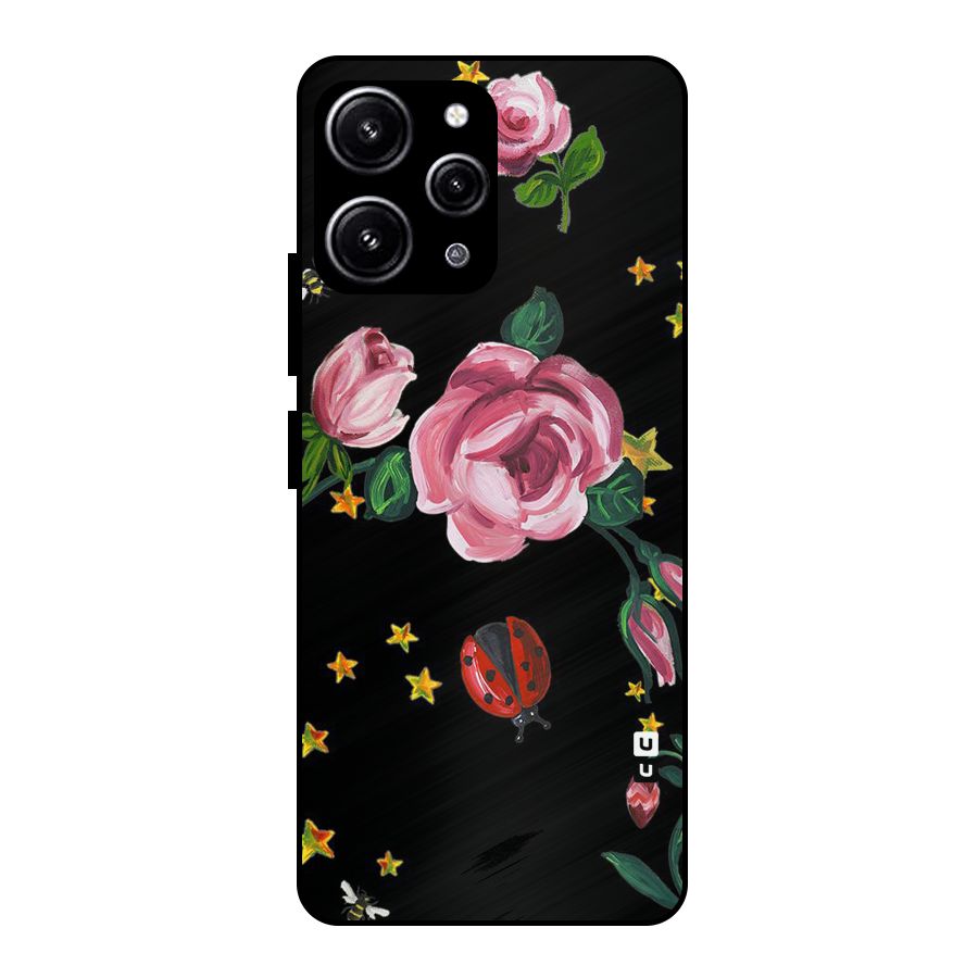 Ladybird And Floral Glass Back Case for Redmi 12 4G