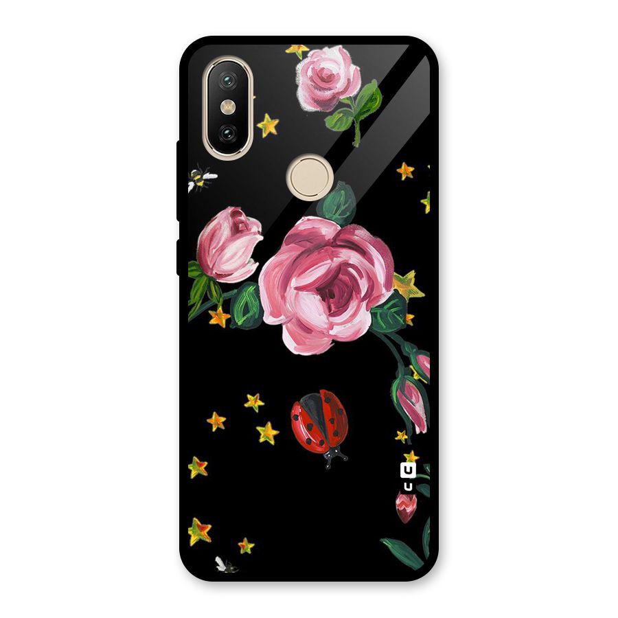 Ladybird And Floral Glass Back Case for Redmi A2