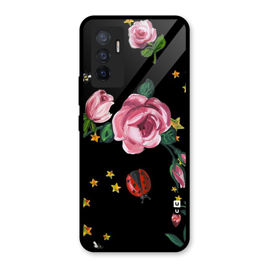 Ladybird And Floral Glass Back Case for Vivo V23e