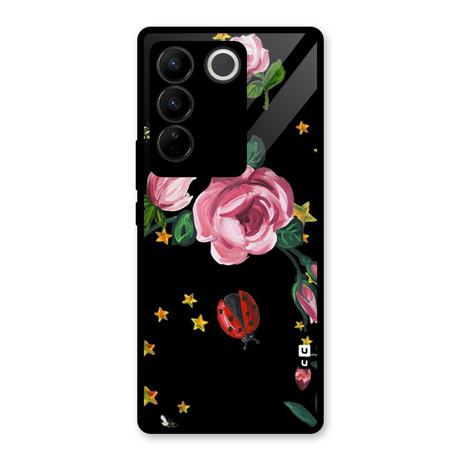 Ladybird And Floral Glass Back Case for Vivo V27