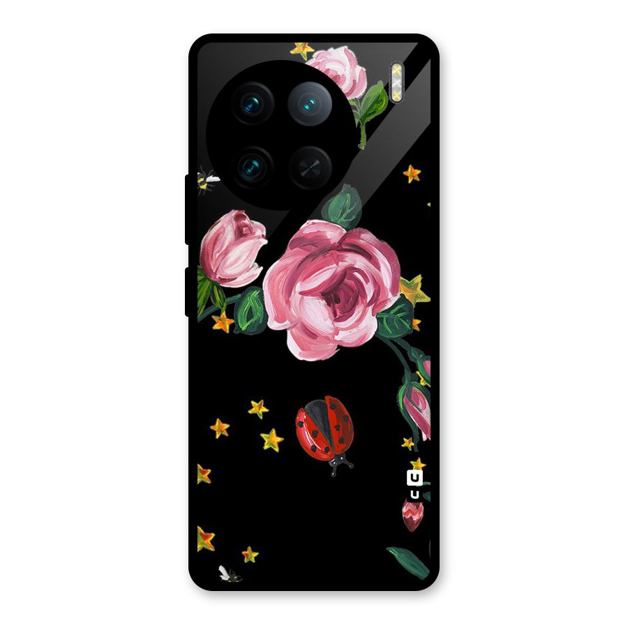Ladybird And Floral Glass Back Case for Vivo X90 Pro