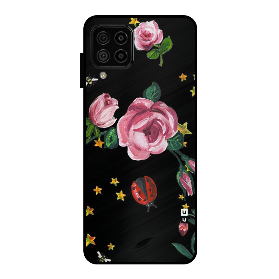 Ladybird And Floral Metal Back Case for Galaxy A22 4G