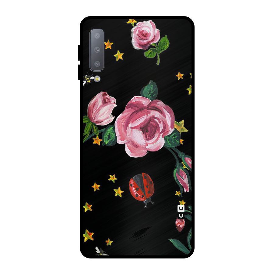 Ladybird And Floral Metal Back Case for Galaxy A7 (2018)