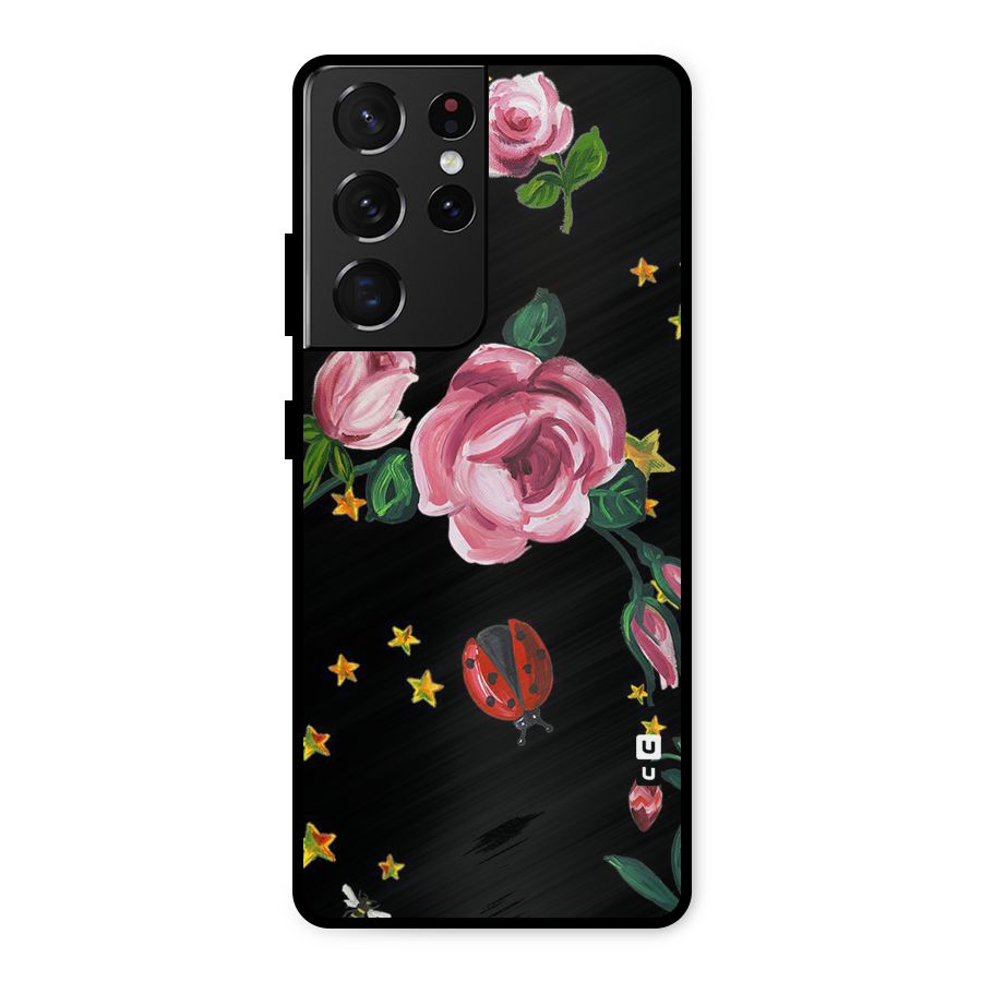 Ladybird And Floral Metal Back Case for Galaxy S21 Ultra 5G