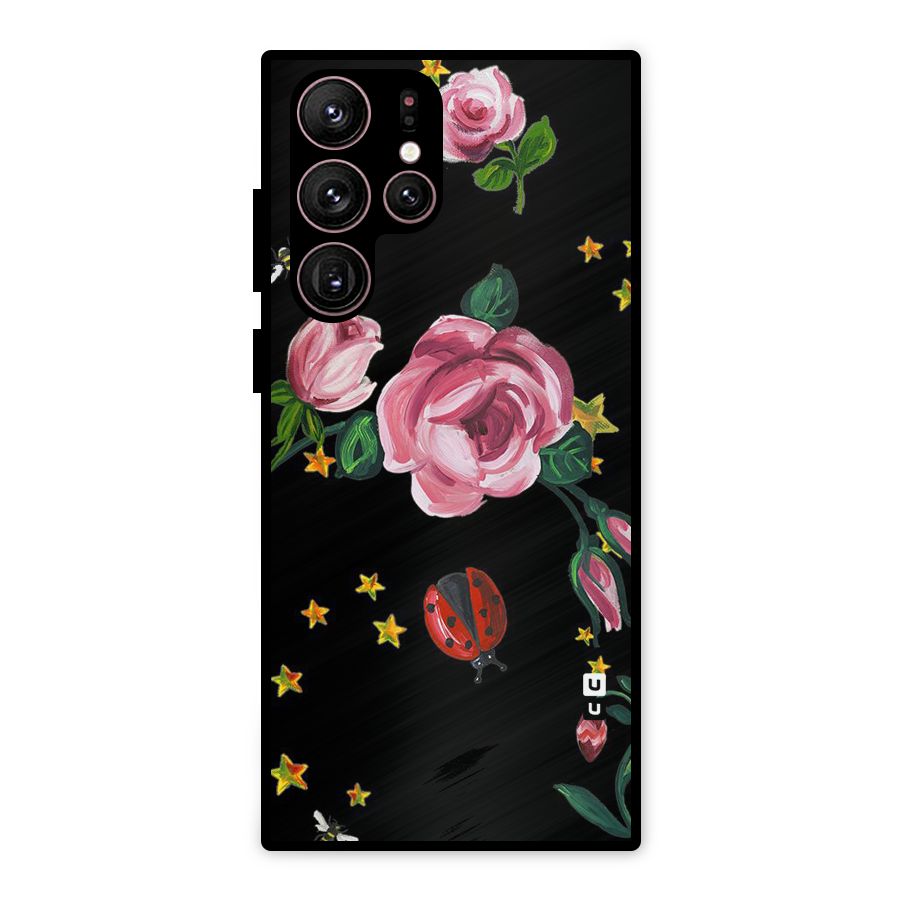 Ladybird And Floral Metal Back Case for Galaxy S22 Ultra 5G