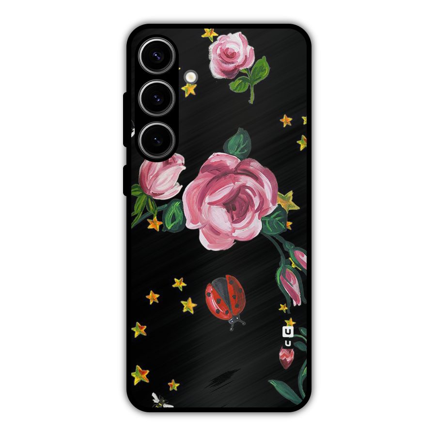 Ladybird And Floral Metal Back Case for Galaxy S24 Plus