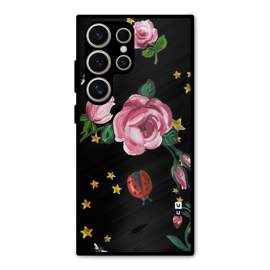 Ladybird And Floral Metal Back Case for Galaxy S24 Ultra