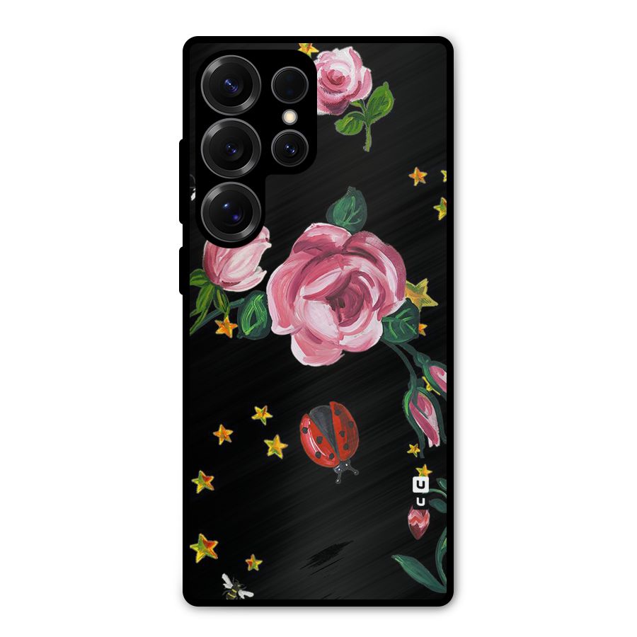 Ladybird And Floral Metal Back Case for Galaxy S25 Ultra
