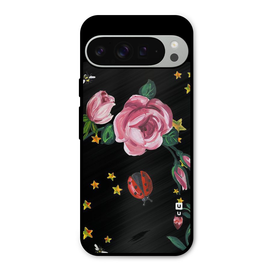 Ladybird And Floral Metal Back Case for Google Pixel 9 Pro XL