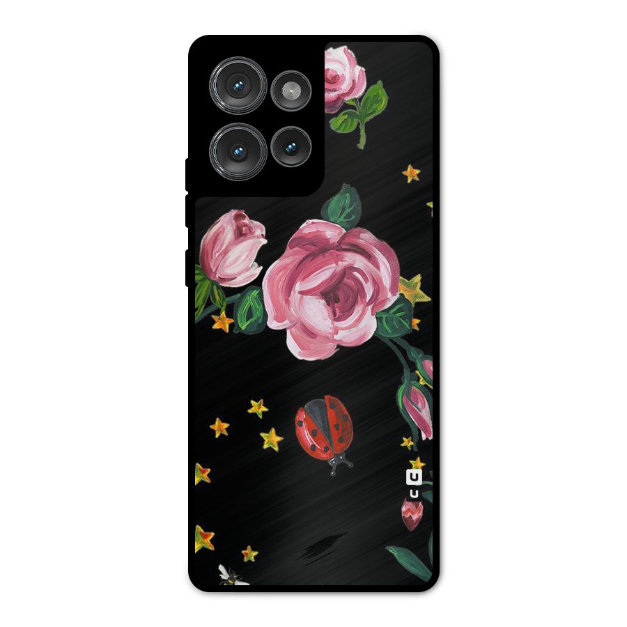 Ladybird And Floral Metal Back Case for Motorola Edge 50