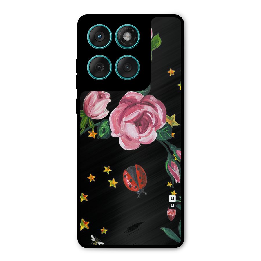 Ladybird And Floral Metal Back Case for Motorola Edge 60