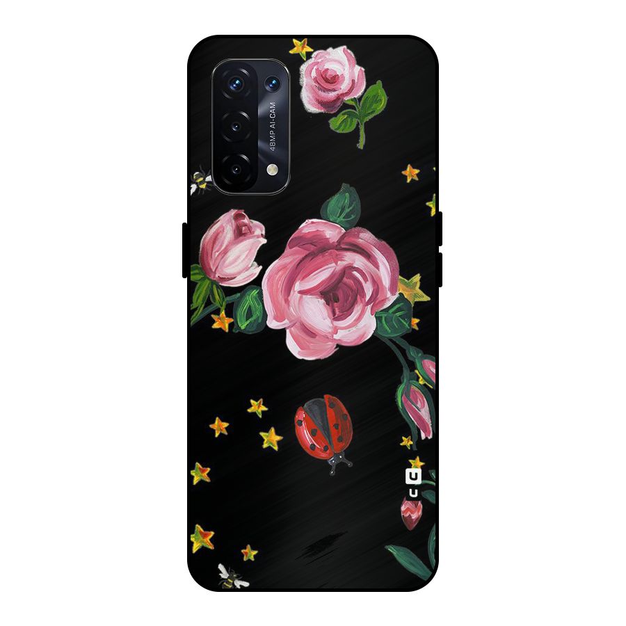 Ladybird And Floral Metal Back Case for Oppo A74 5G