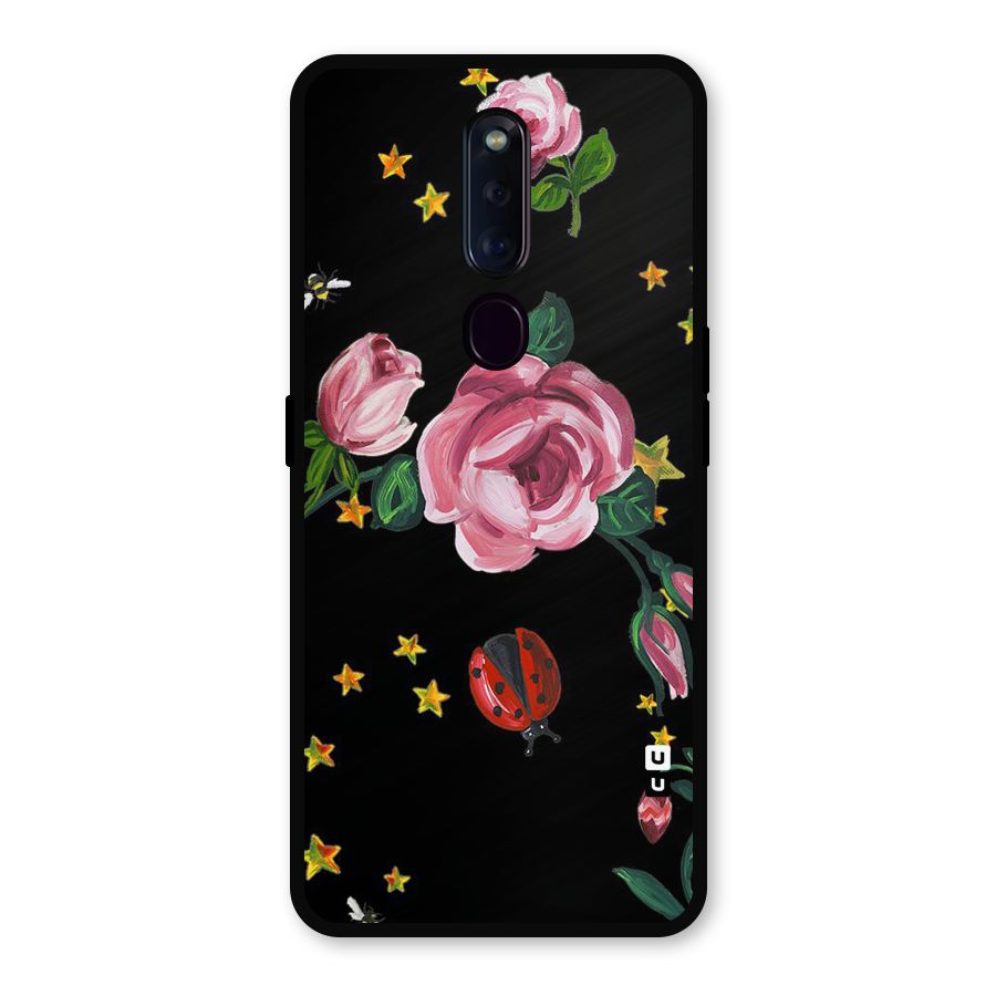 Ladybird And Floral Metal Back Case for Oppo F11 Pro