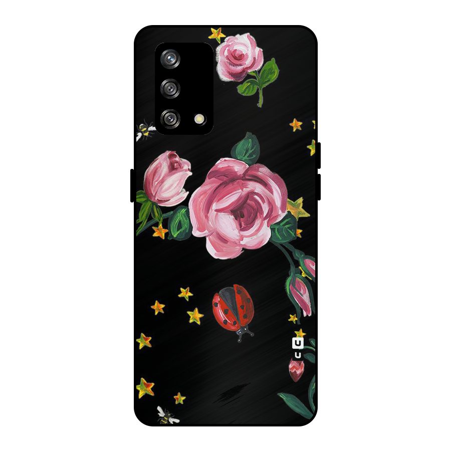 Ladybird And Floral Metal Back Case for Oppo F19