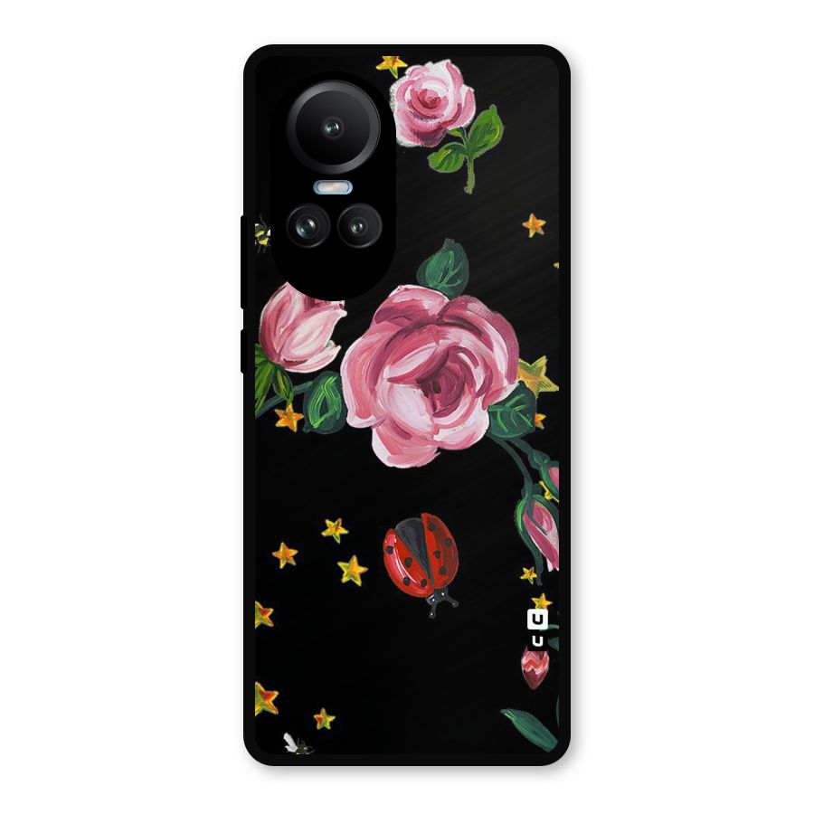 Ladybird And Floral Metal Back Case for Oppo Reno10 Pro