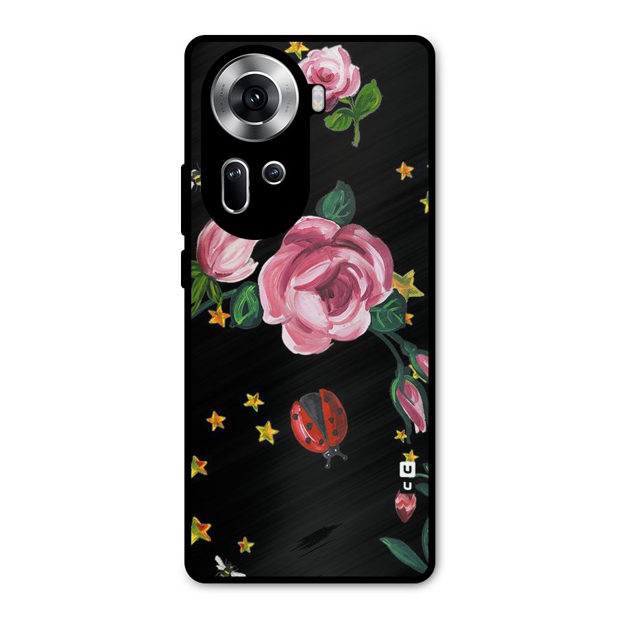 Ladybird And Floral Metal Back Case for Oppo Reno11 5G