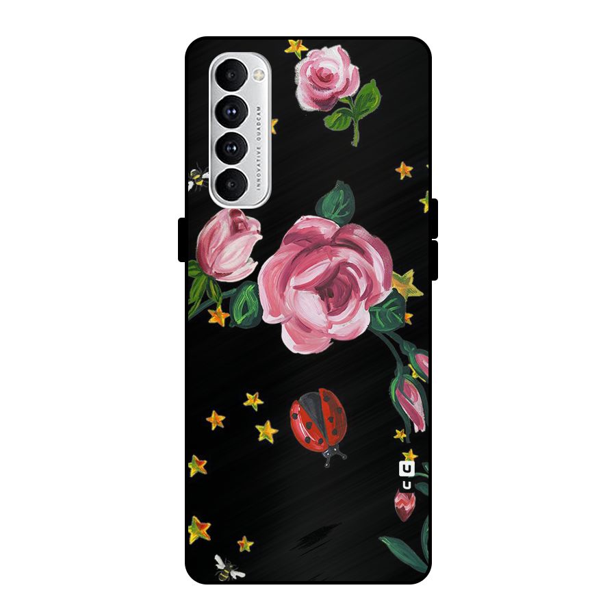 Ladybird And Floral Metal Back Case for Oppo Reno4 Pro