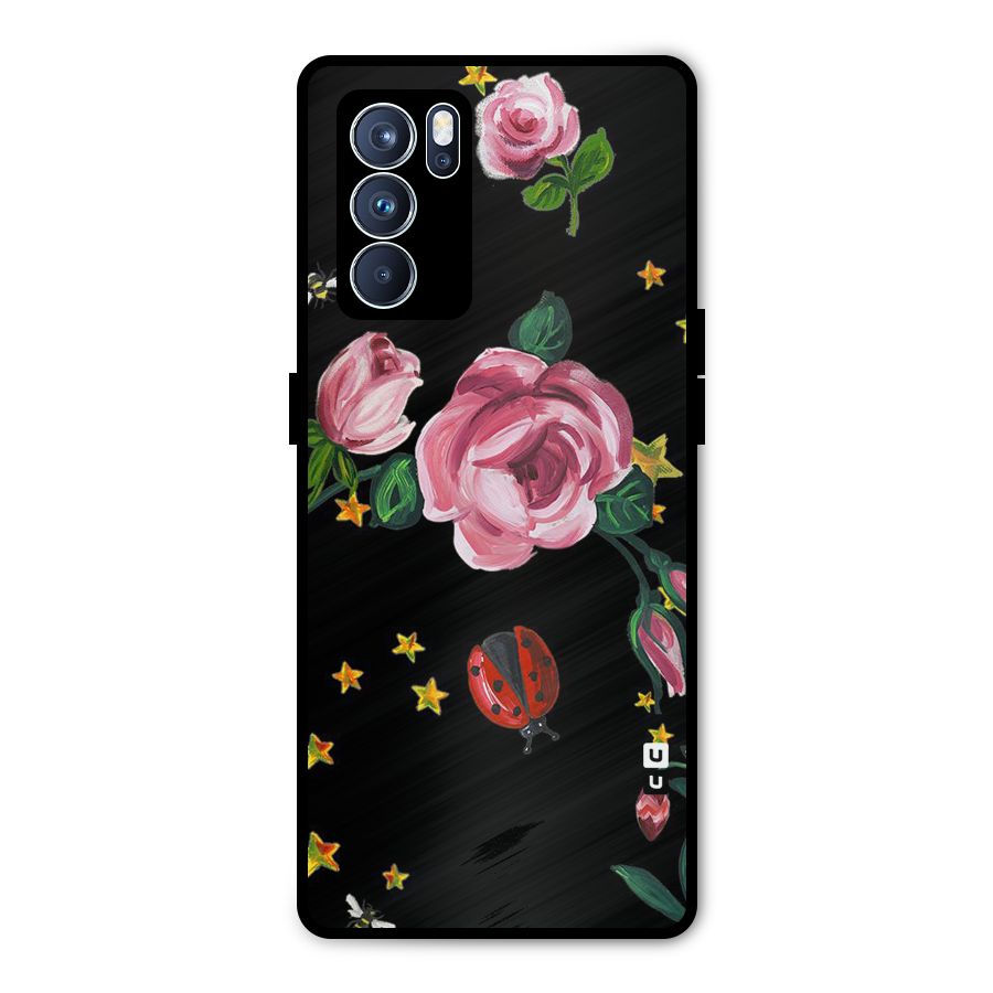 Ladybird And Floral Metal Back Case for Oppo Reno6 Pro 5G