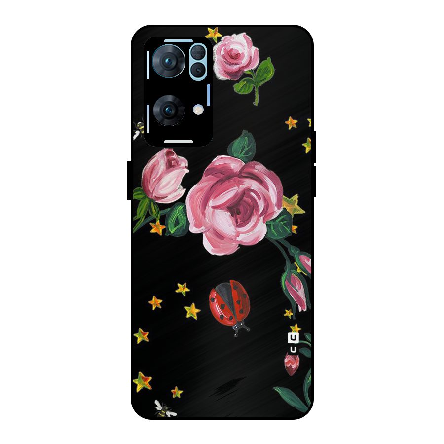 Ladybird And Floral Metal Back Case for Oppo Reno7 Pro 5G