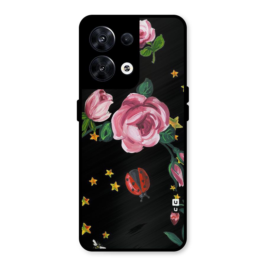 Ladybird And Floral Metal Back Case for Oppo Reno8 5G