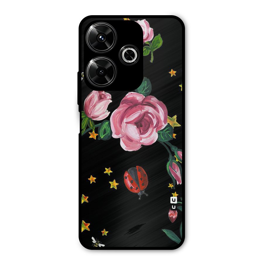 Ladybird And Floral Metal Back Case for Poco M6 Plus