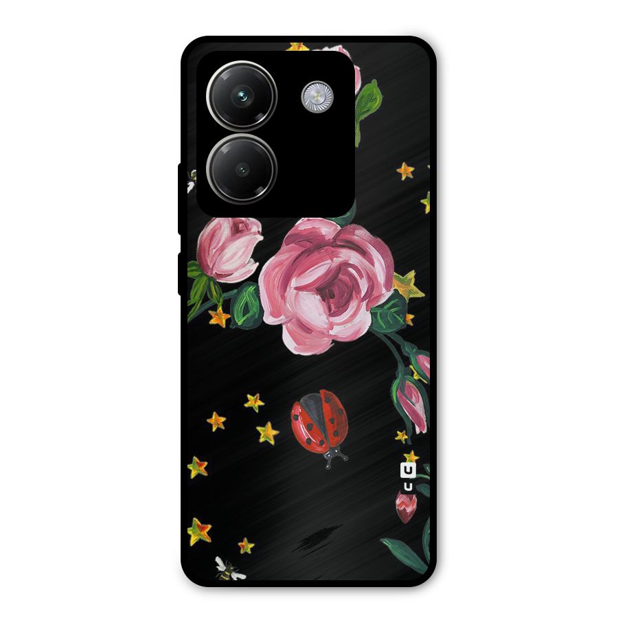 Ladybird And Floral Metal Back Case for Poco M7 Pro 5G