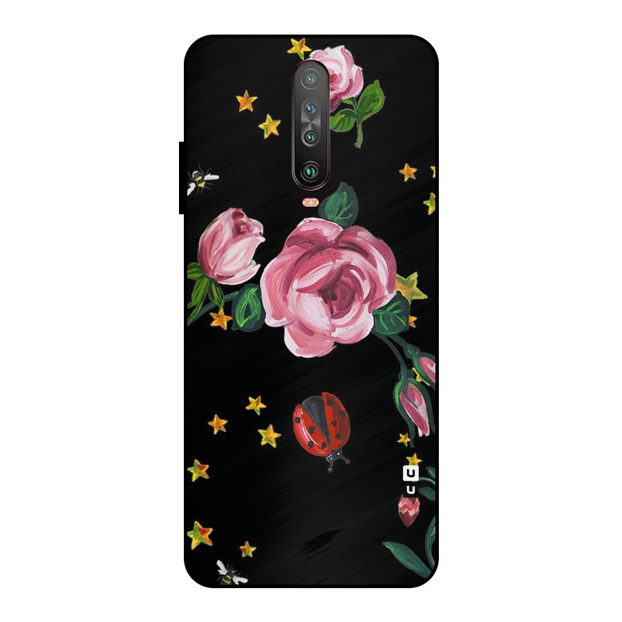 Ladybird And Floral Metal Back Case for Poco X2