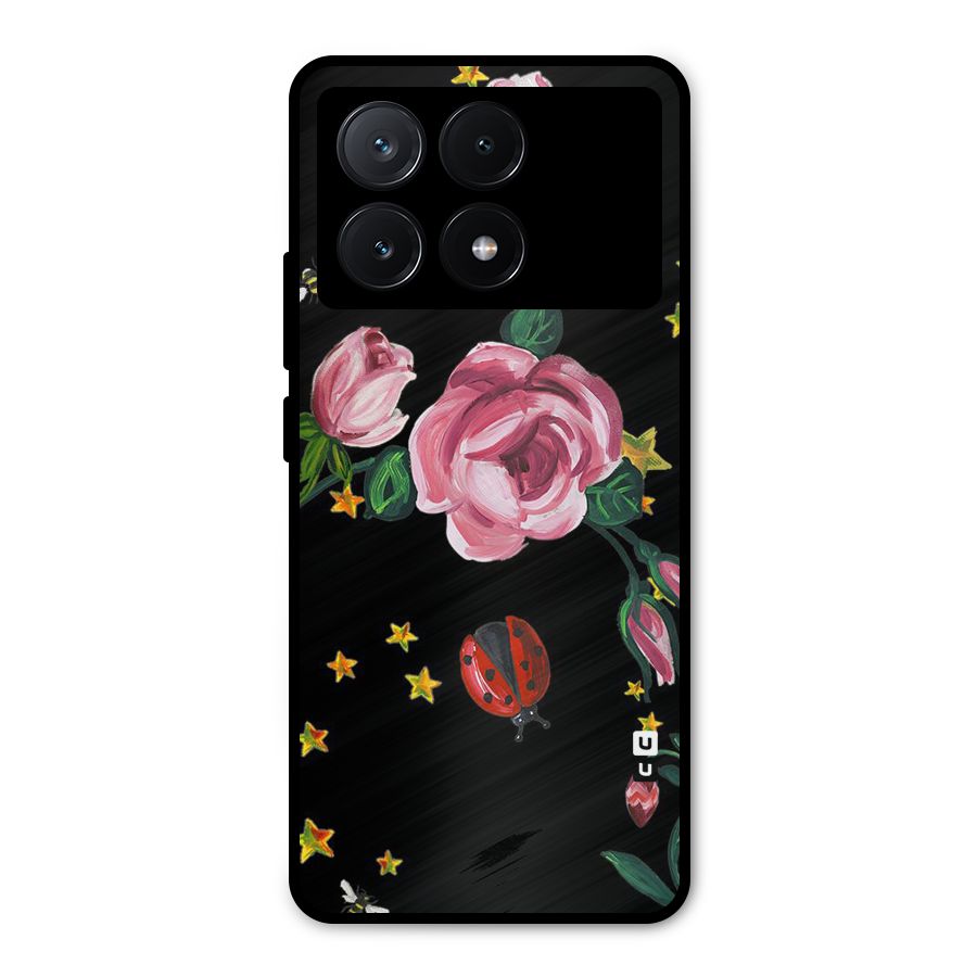 Ladybird And Floral Metal Back Case for Poco X6 Pro