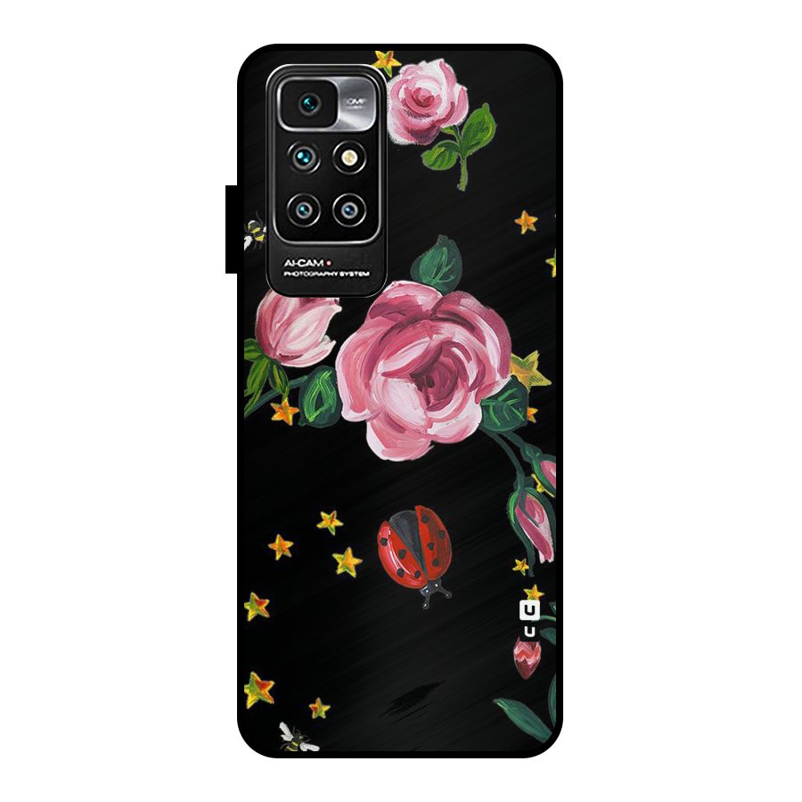 Ladybird And Floral Metal Back Case for Redmi 10 Prime