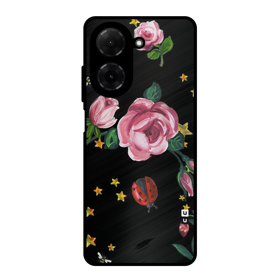 Ladybird And Floral Metal Back Case for Redmi A5 4G