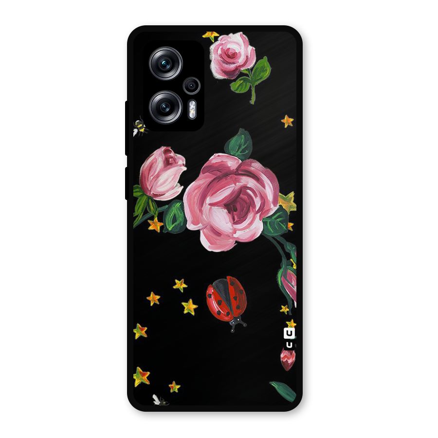 Ladybird And Floral Metal Back Case for Redmi K50i