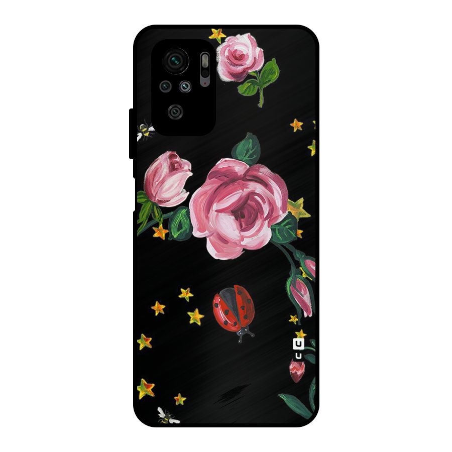 Ladybird And Floral Metal Back Case for Redmi Note 10S
