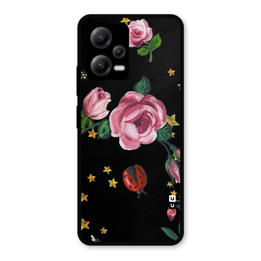 Ladybird And Floral Metal Back Case for Redmi Note 12 5G