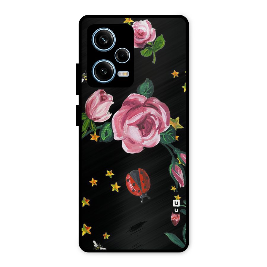 Ladybird And Floral Metal Back Case for Redmi Note 12 Pro