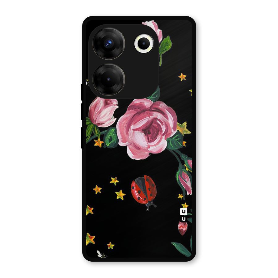 Ladybird And Floral Metal Back Case for Tecno Camon 20 Pro