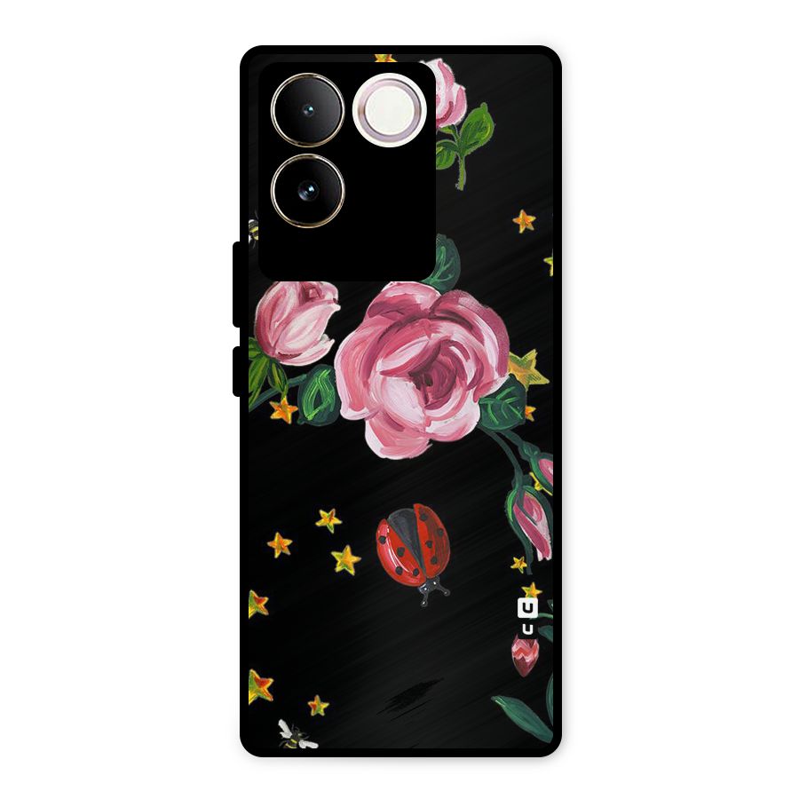 Ladybird And Floral Metal Back Case for Vivo T2 Pro