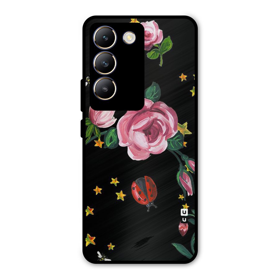 Ladybird And Floral Metal Back Case for Vivo T3 5G