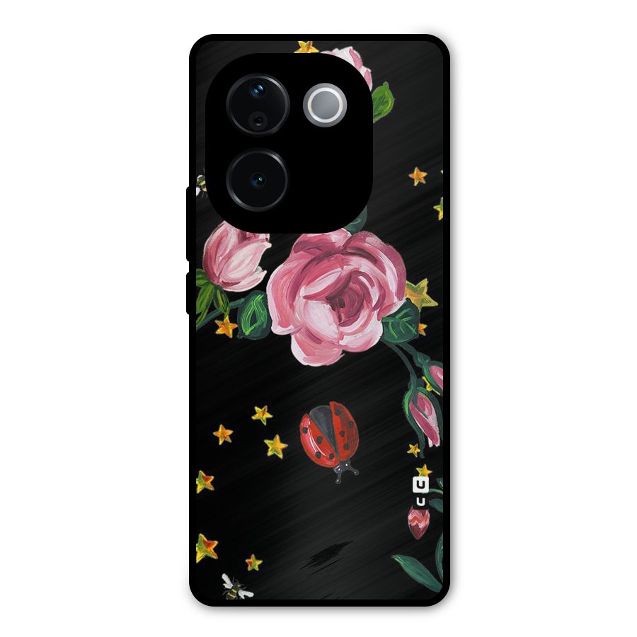 Ladybird And Floral Metal Back Case for Vivo T3 Pro