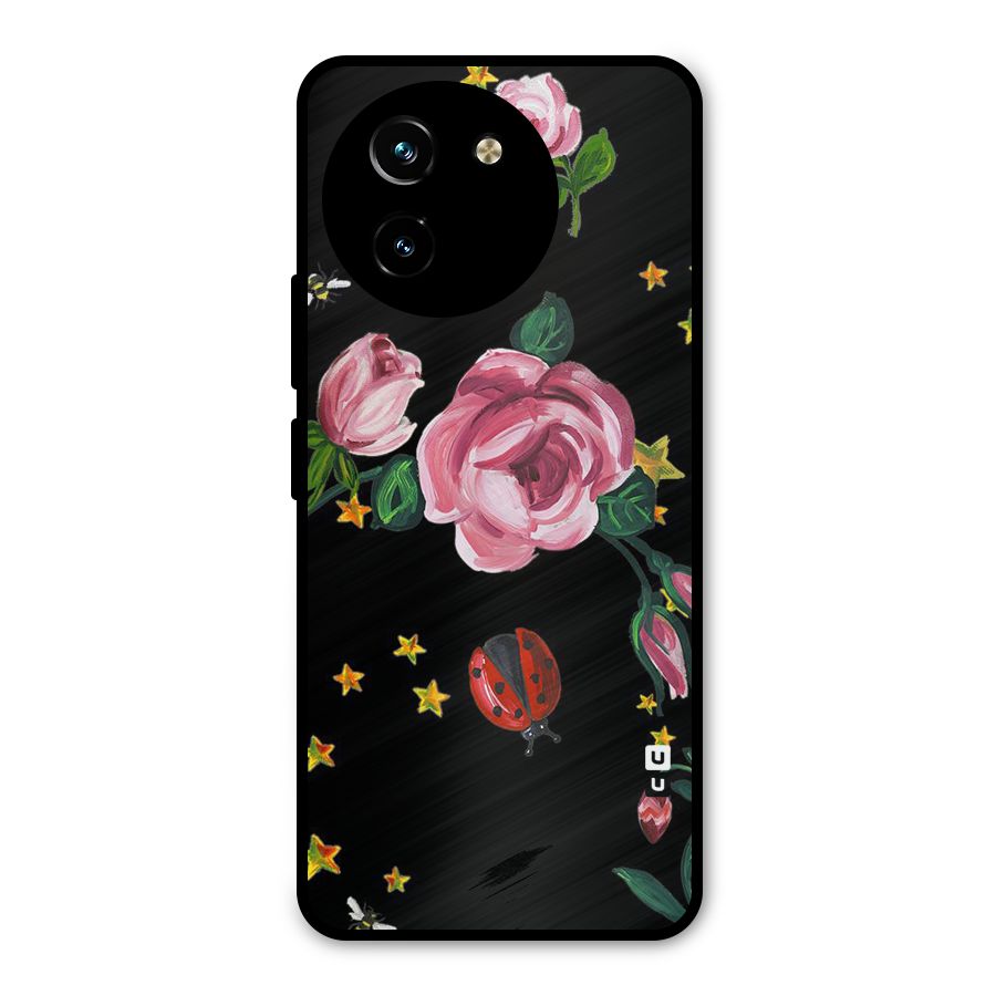 Ladybird And Floral Metal Back Case for Vivo T3x