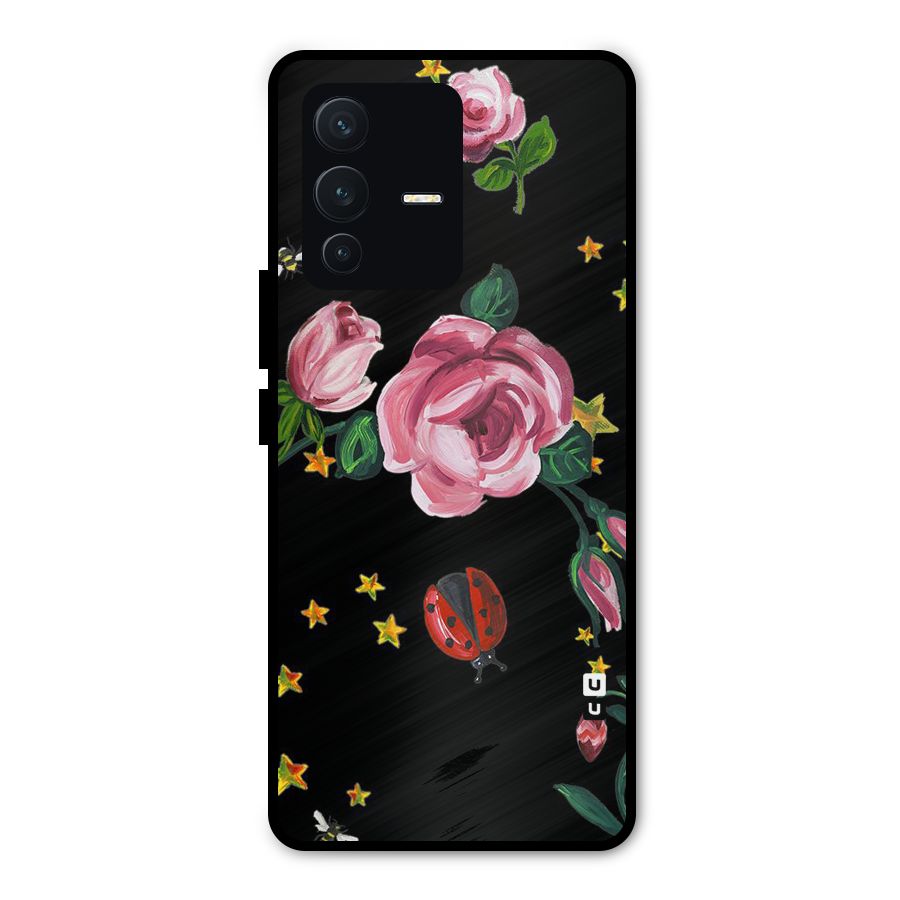 Ladybird And Floral Metal Back Case for Vivo V23 Pro