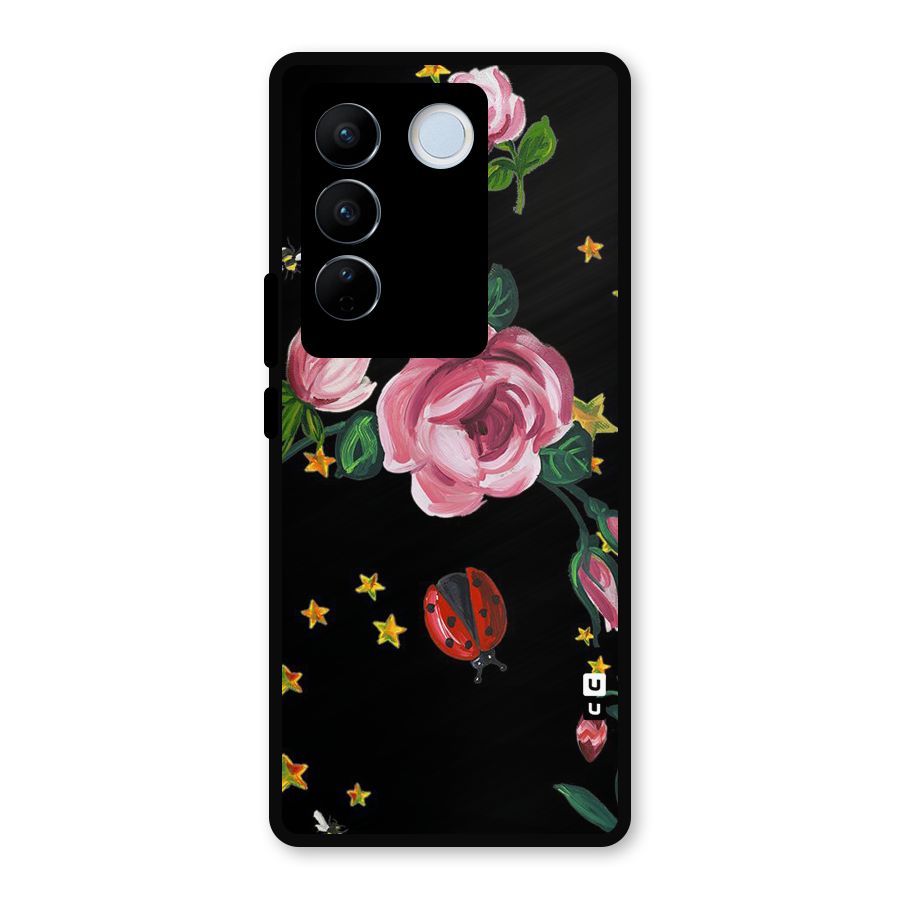 Ladybird And Floral Metal Back Case for Vivo V27