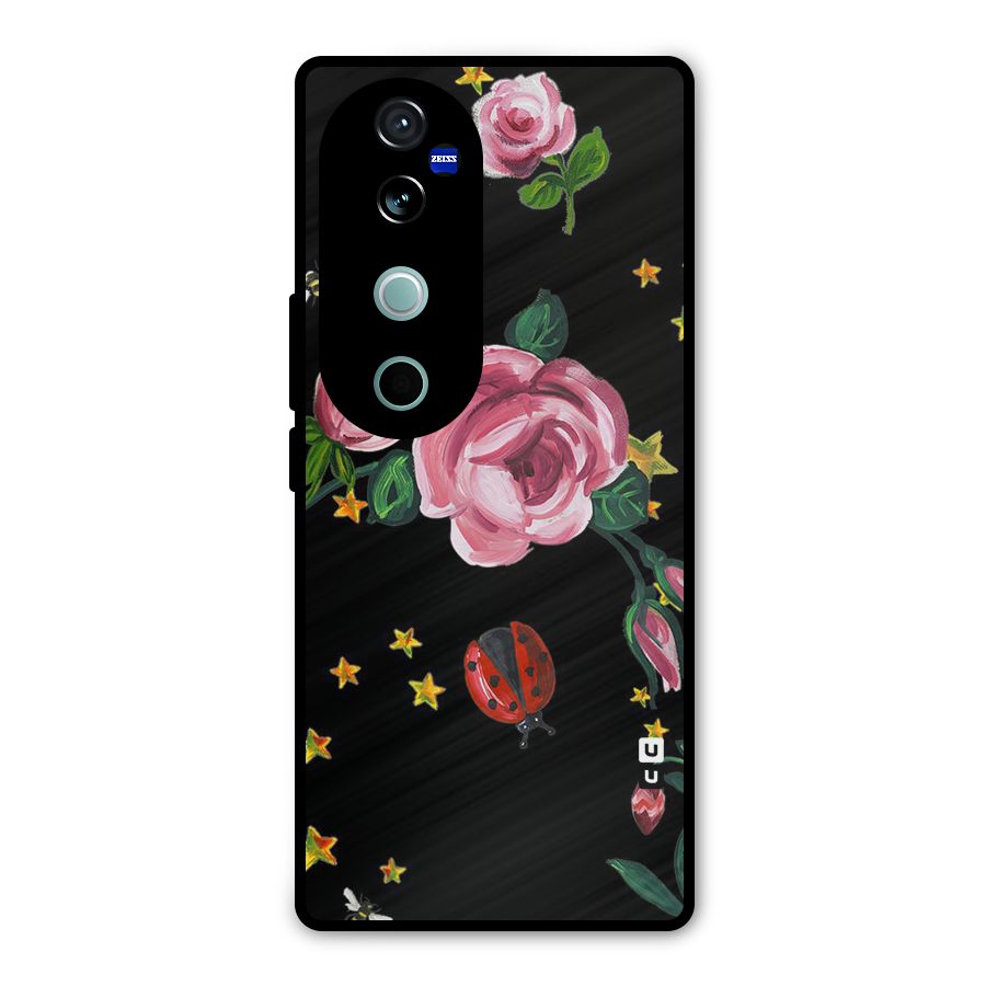 Ladybird And Floral Metal Back Case for Vivo V40 Pro