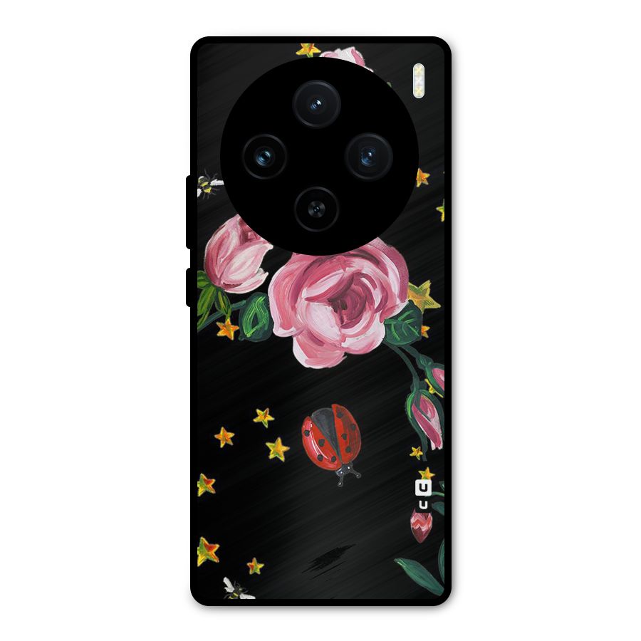 Ladybird And Floral Metal Back Case for Vivo X100