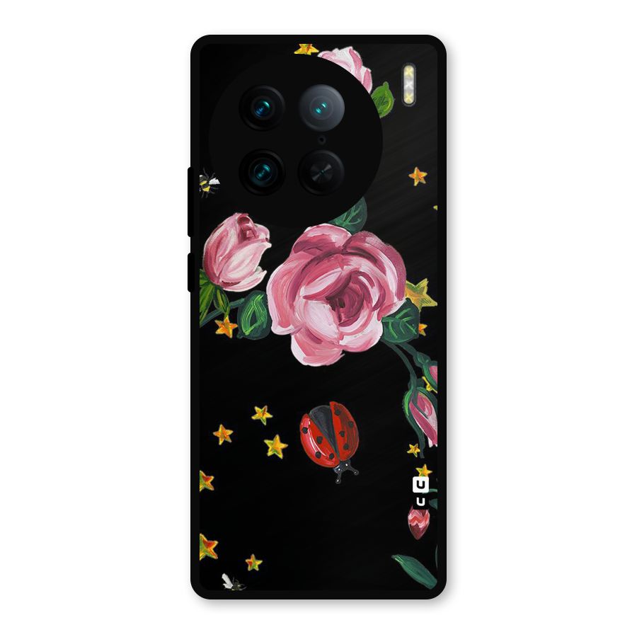 Ladybird And Floral Metal Back Case for Vivo X90 Pro