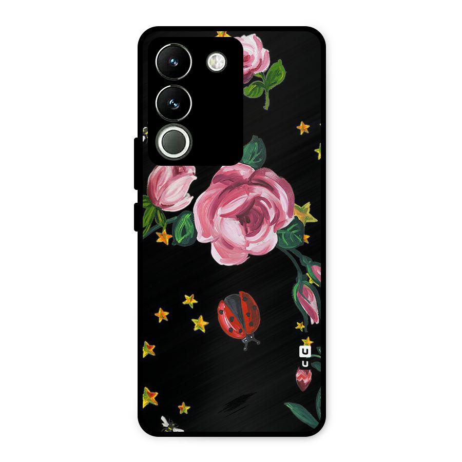 Ladybird And Floral Metal Back Case for Vivo Y200